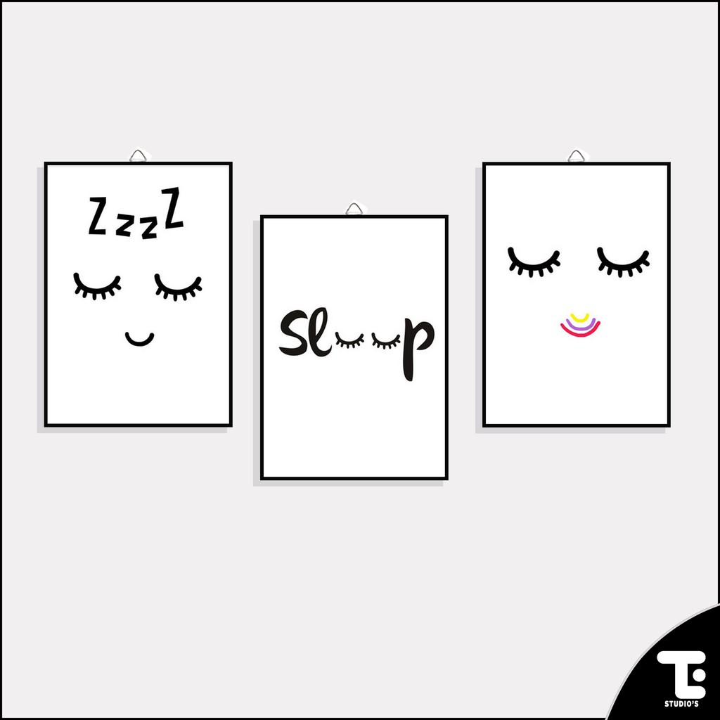 Hiasan Dinding Lukisan Poster Kartun Wajah Mata Warna Hitam Putih Untuk  Dekorasi Kamar Anak | Shopee Indonesia