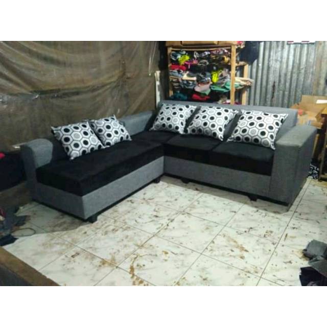 Sofa l/ modular adalah sofa . Sofa L Putus Tanpa Meja Abu Hitam Shopee Indonesia