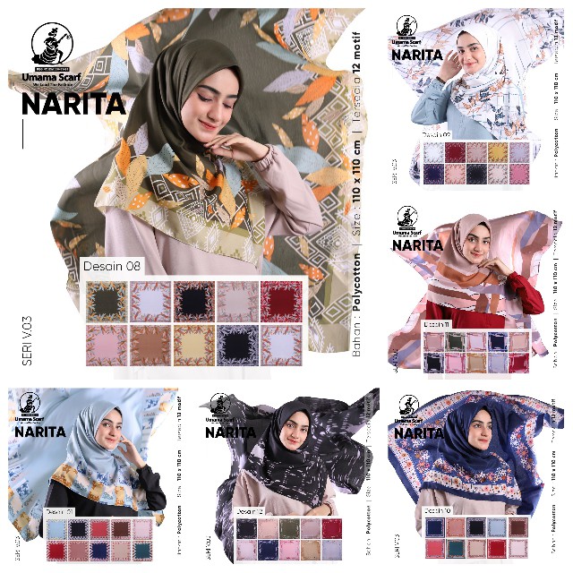 Narita kain kiloan, klaten, jawa tengah, indonesia. jilbab segiempat NARITA MOTIF UMAMA bahan polycotton