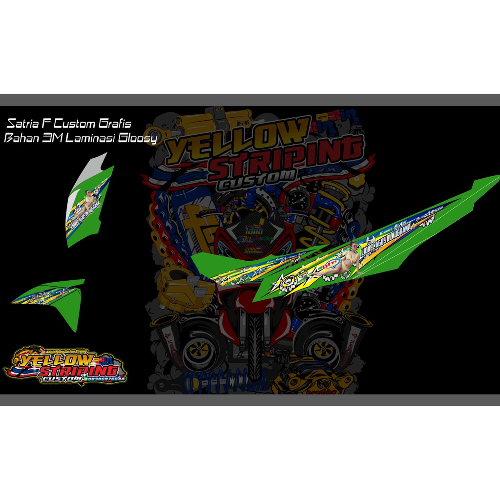 Pada strippingnya bahkan terlihat grafis wanita muda dibawah tulisan satria f150. Jual Striping Custom Grafis Satria Fu 150 Superglossy Indonesia Shopee Indonesia