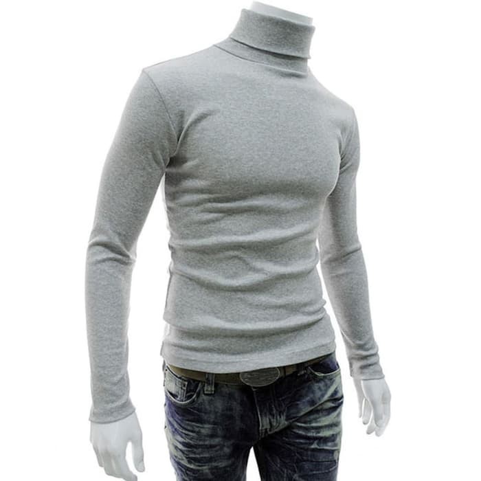 Kaos Polos Leher Turtleneck Kaos Pria Korea Kaos Lengan Panjang Leher Tinggi Kaos Polos Korea Shopee Indonesia