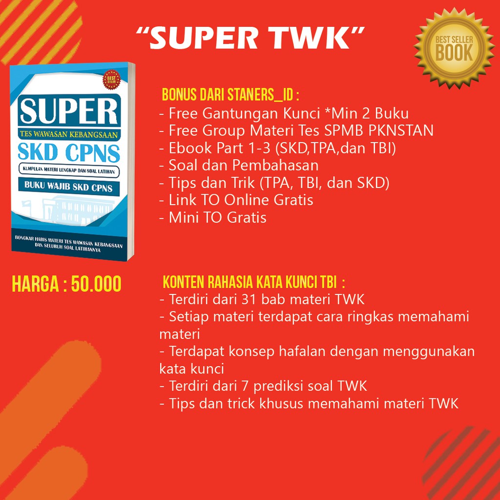 Tes wawasan kebangsaan (twk), meliputi; Paket Buku Stan Rahasia Sukses Skd Super Tes Wawasan Kebangsaan Twk Cpns Stan Shopee Indonesia
