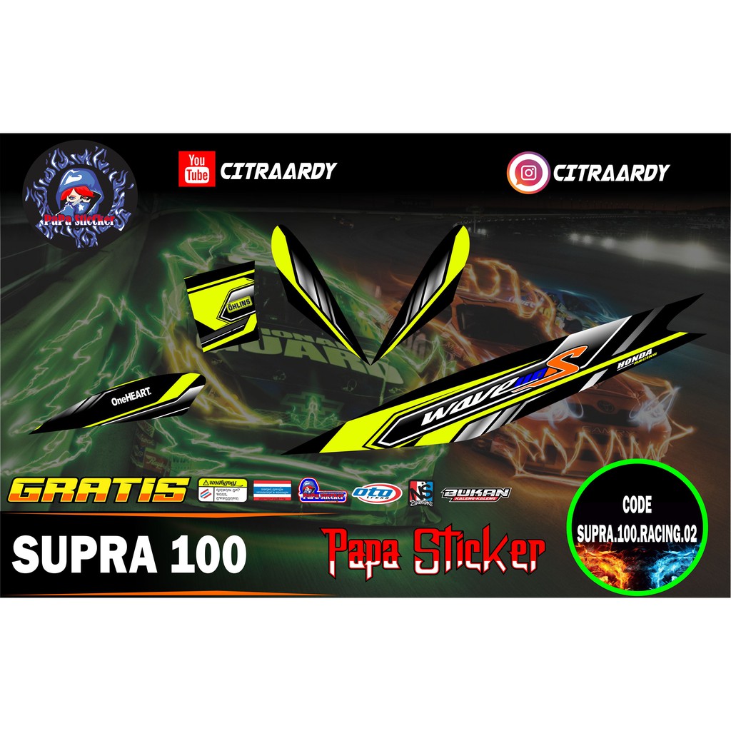 Striping Supra 100 / Supra X / Supra Fit Lama Variasi Sticker Stiker  Skotlet Motor List racing 01 | Shopee Indonesia