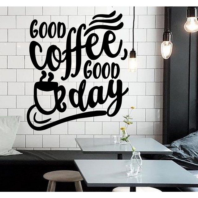 Lukisan dinding cafe hitam putih, gambar dinding cafe hitam putih, gambar dinding cafe keren hitam putih, desain cafe murah, desain cafe . Mn 115 Stiker Unik Kaca Dinding Cafe Wall Sticker Good Coffee Good Day Shopee Indonesia