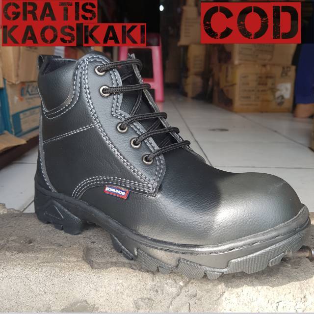 Sepatu safety Pria besi semi boot tali EDMUNDO berkualitas harga terjangkau  | Shopee Indonesia