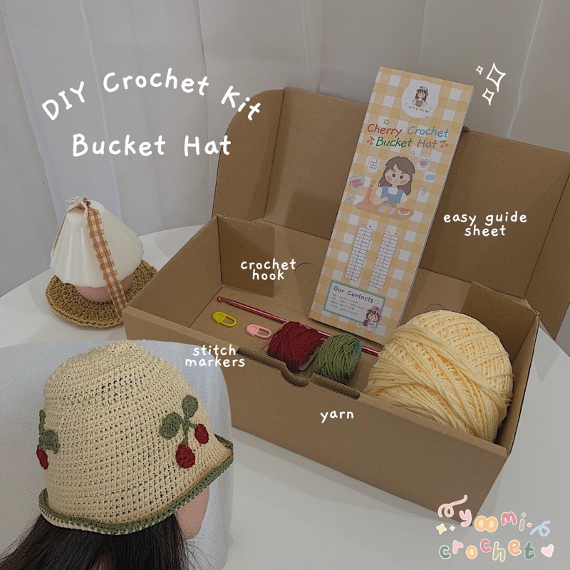 Because of this, i decided to go with a . Diy Kit Cherry Crochet Bucket Hat Cream Shopee Indonesia