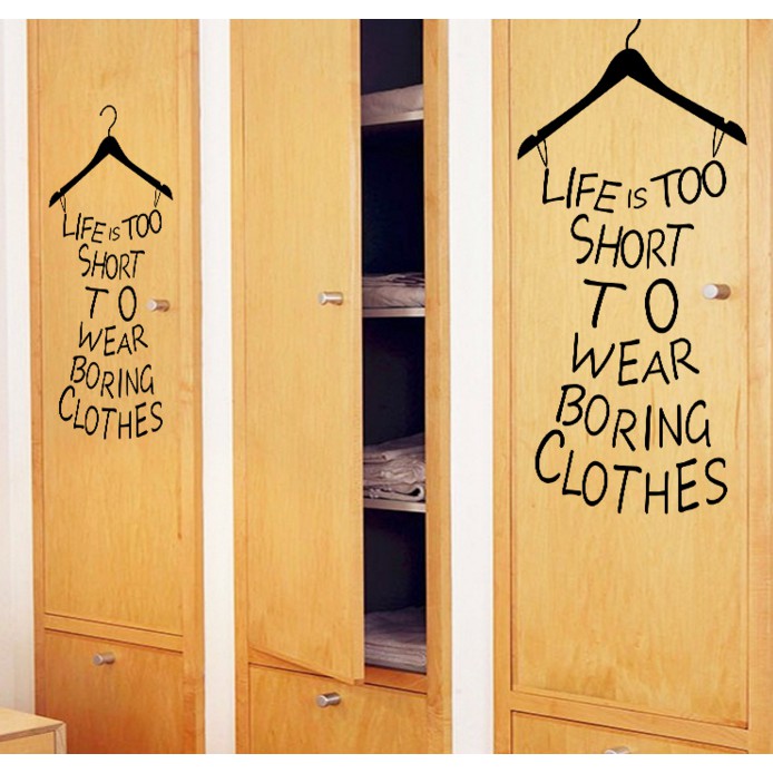 Penggunaan wallpaper dinding pada kamar kos dapat dilakukan dengan . Wallpaper Stiker Bentuk Baju Dan Huruf Abjad Kata Cocok Buat Toko Baju Shopee Indonesia