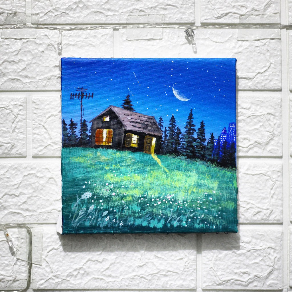 Jual Lukisan Cat Akrilik/Acryllics "A Night Scape" Kanvas 20X20 Cm Indonesia|Shopee Indonesia 1024_X_1024_jpg