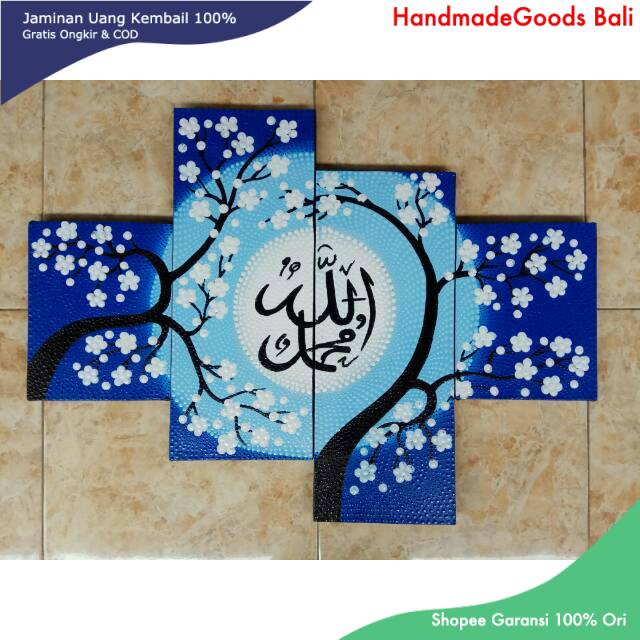 Jual Lukisan Panel Kaligrafi Sakura Putih Biru Indonesia|Shopee Indonesia 640_X_640_jpg