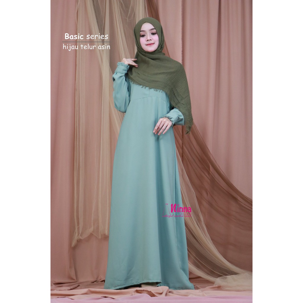 Gamis polos basic hijau telur asin dress maxi terusan termurah hijab solo |  Shopee Indonesia