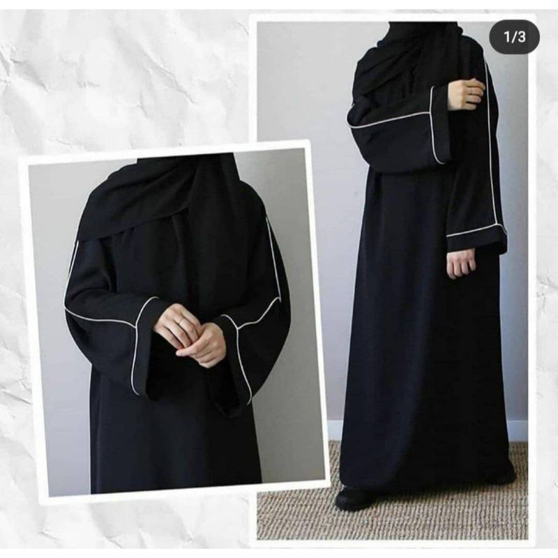 Jual Gamis Hitam Garis Putih 2021 Indonesia|Shopee Indonesia 800_X_800_jpg