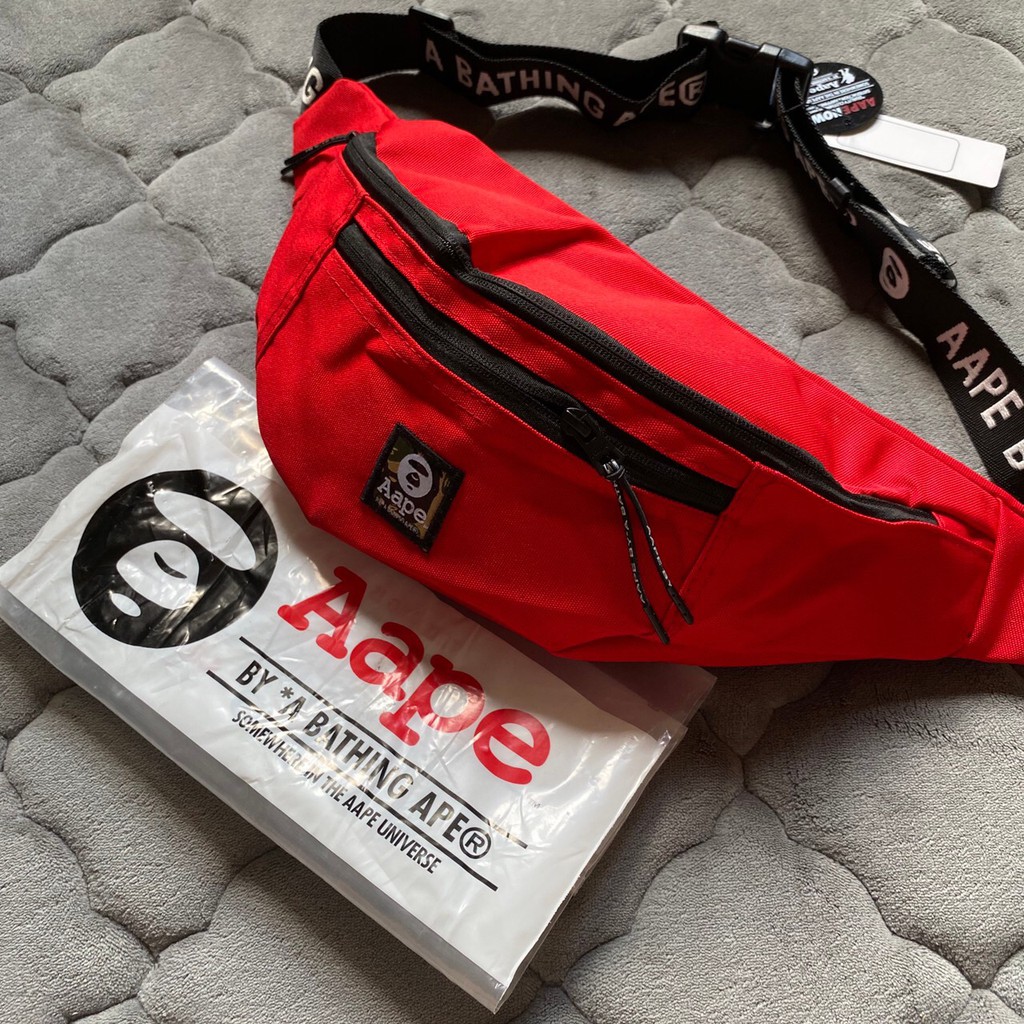 Waistbag tas bape aape original with paperbag. Jual Tas Selempang Waistbag Bape Aape Red Original Box Original Jual Waistbag Indonesia Shopee Indonesia