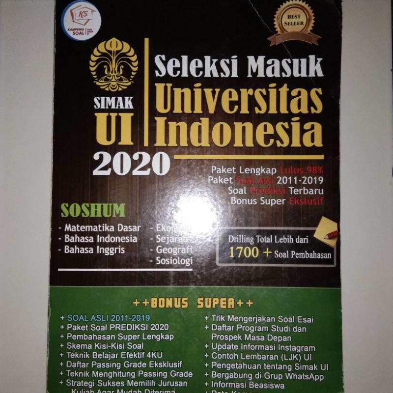 Program pendidikan yang dibuka pada simak ui mulai dari program vokasi (d3 dan d4), sarjana reguler, sarjana kelas paralel, sarjana ekstensi/paralel untuk . Preloved Buku Kampung Soal Simak Ui Soshum 2020 Shopee Indonesia