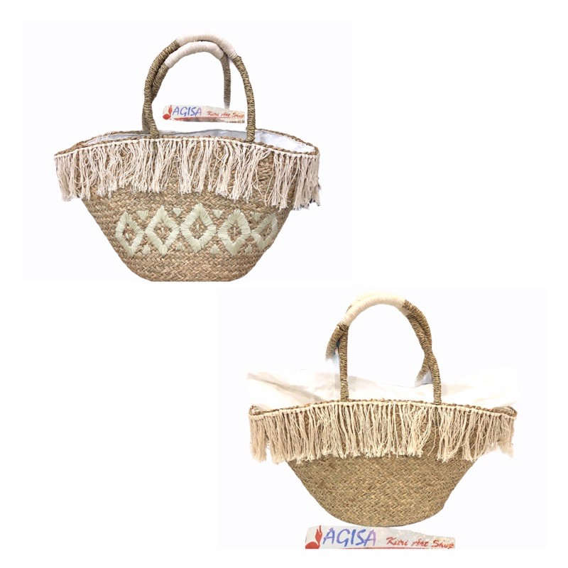 Tas mendong hias /tasmendong rajut /tas anyaman mendong /tas anyaman  kerajinan | Shopee Indonesia