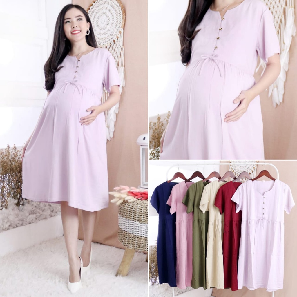 Baju dress wanita jumbo big size ld 120cm xxl xxxl 03 gaun kerja kantor pesta kondangan cewek ibu hamil bumil model terbaru kekinian dress perempuan plus . Jual Baju Ibu Hamil Dress Hamil Menyusui Modis Shopee Indonesia
