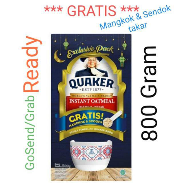 Perbedaan kemasan quaker oat warna merah dan biru. Quaker Oat Instant Merah Sereal Oatmeal 800Gram gram