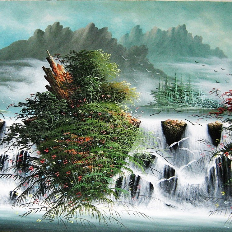 Jual Lukisan Pemandangan Pegunungan Dan Air Terjun Di Benua Eropa Nuansa Biru Langit Indonesia|Shopee Indonesia 746_X_746_jpg