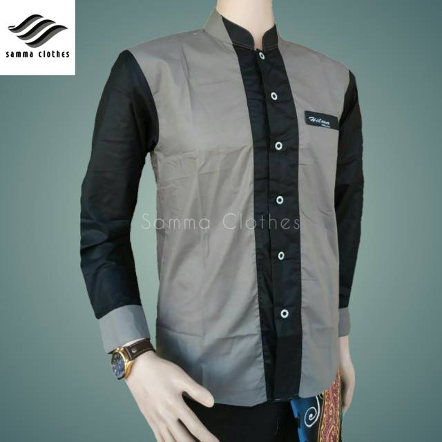 Jual Baju Koko Putih Motif Abu abu hitam Seragam Hadroh Koko Gus Azmi  Terbaru Koko Az Zahir Koko Murah Indonesia|Shopee Indonesia