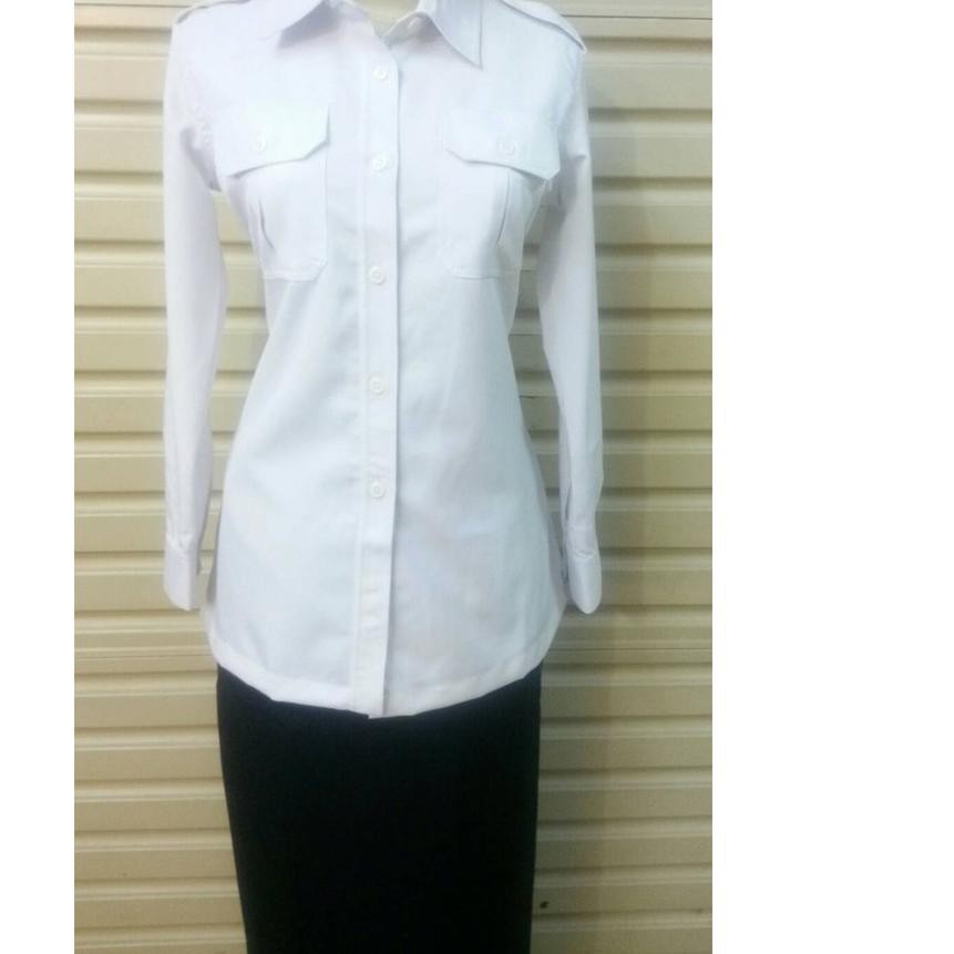 Jual CSX04 Seragam Kemeja Wanita PNS PDH , Kemeja Kerja , Kemeja Kantor Putih  Hitam . . . Indonesia|Shopee Indonesia