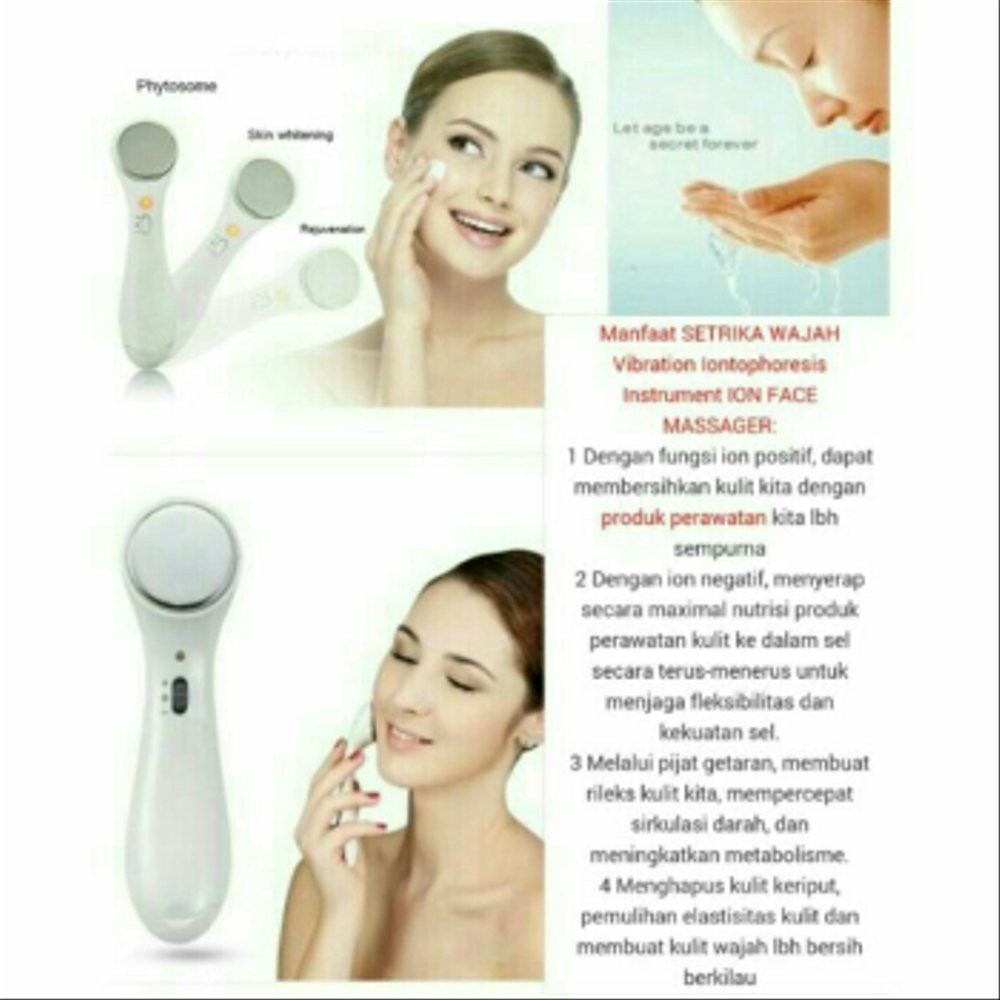 Cara pemakaian setrika wajah yaitu pada saat membersihkan muka dengan toner / cream wajah pakai setrika wajah sekitar 3 menit, 3x sehari dan . Setrika Wajah Ion Face Massager Kecantikan Original Penghilang Mata Panda Penirus Wajah Shopee Indonesia