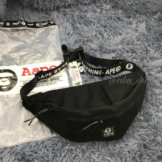 A bathing ape black leather sling body waist bag original / tas bape: Jual Aape Waistbag Bape A Bathing Ape Tas Pinggang Pria Indonesia Shopee Indonesia
