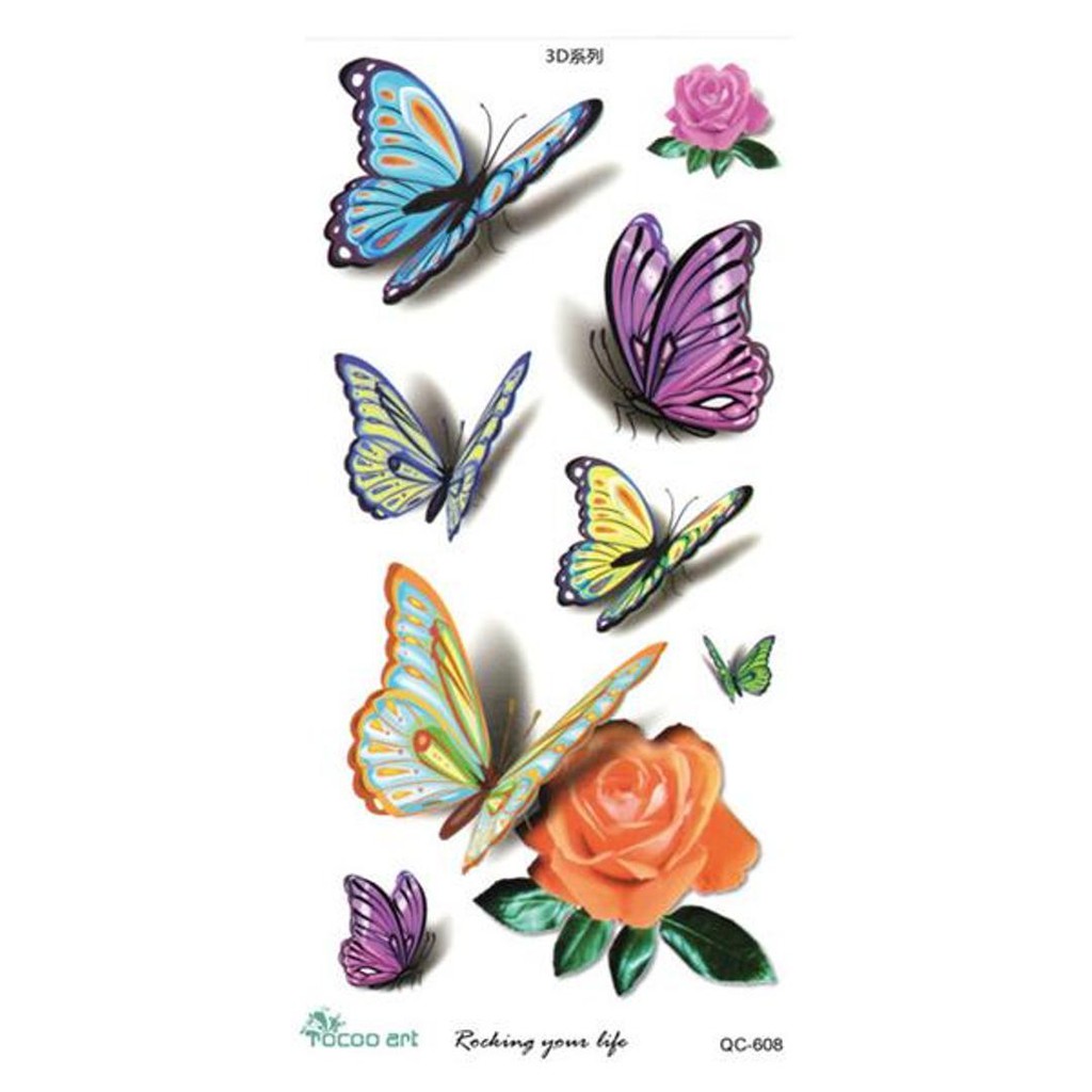 3d tattoos is in hot demand for both men and women. Qc608 Beautiful 3d Butterfly Tattoo Design Temporary Body Tato Sticker Shopee Indonesia