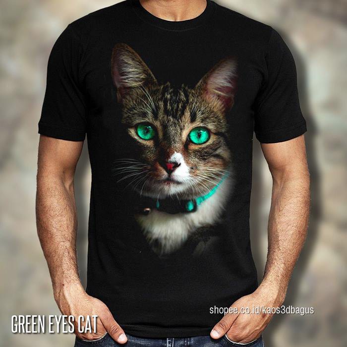 Baju Kaos KUCING LUCU Kaos Pecinta Kucing CAT LOVERS Green Eyes Cat Kaos  Distro Bahan PREMIUM | Shopee Indonesia