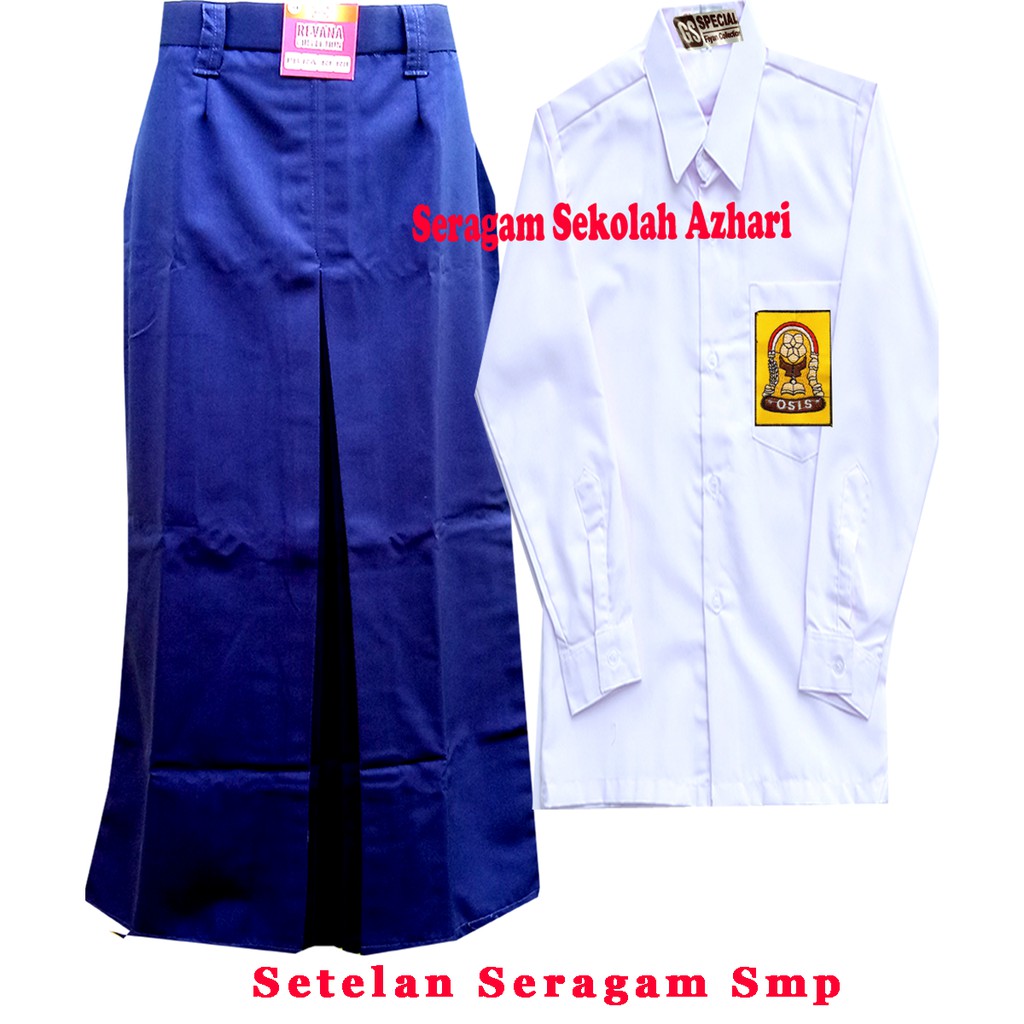 Jual Setelan Putih Biru Smp-Seragam Sekolah Lengan Panjang Smp  Indonesia|Shopee Indonesia