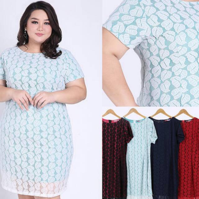 Ld 110 116 120 134 Brukat Jevioya Lace XL 5XL Bodycon Big Midi Panjang  Dress Gaun Pesta Super Jumbo | Shopee Indonesia