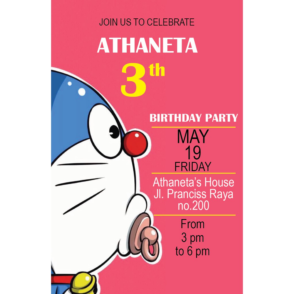 undangan ulang tahun pernikahan bahasa inggris inspirasi. Undangan Ulang Tahun Doraemon 1 Shopee Indonesia