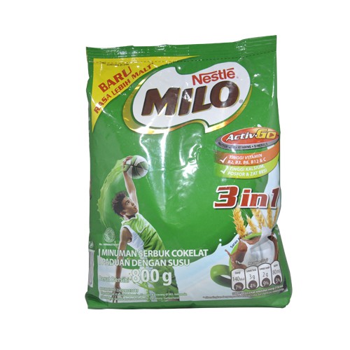 Pernah tanya keluarga juga kalau milo indonesia itu nggak ada bedanya sama susu bubuk rasa cokelat merek lain. Milo Susu 3 In 1 Activ Go Pouch 800gr Shopee Indonesia