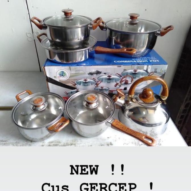 About this item · 1qt sauce pan, 4qt dutch oven, 8.65 in fry pan, 13in steel cookie sheet, 12in round pizza pan, nylon solid spoon, nylon slotted spatula, 4 . Harga Combination Pot Set Panci Terbaru Maret 2022 Biggo Indonesia