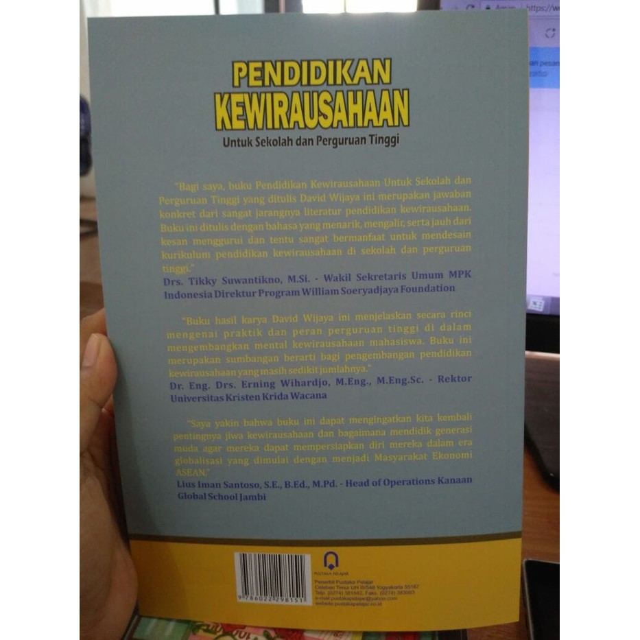 Syukur alhamdulillah penulisan buku filsafat pendidikan. Buku Original Pendidikan Kewirausahaan David Wijaya Pustaka Pelajar Shopee Indonesia