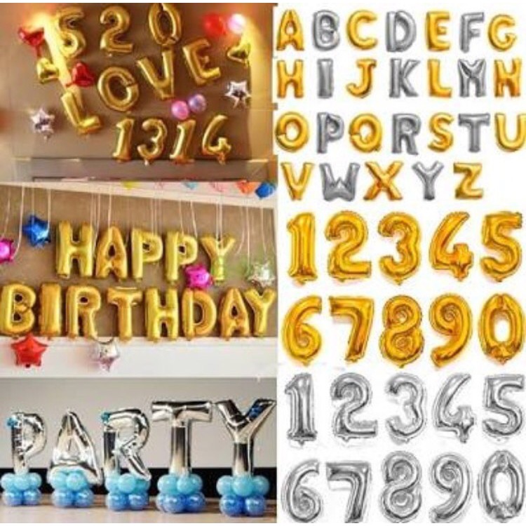 Balon Foil Huruf &amp; Angka - Balon Huruf Ulang Tahun | Shopee Indonesia