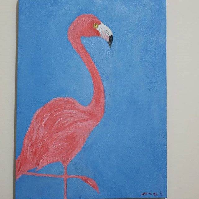 Jual Lukisan Flamingo / Akrilik / Acrylic Painting Modern Indonesia|Shopee Indonesia 640_X_640_jpg