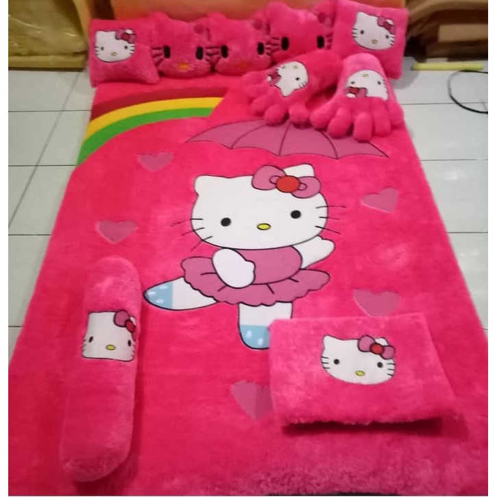 Harga karpet hello kitty murah. Fullset Karpet Bulu Rasfur Karakter Hello Kitty Uk 140x200x4 Cm Pink Fanta Shopee Indonesia