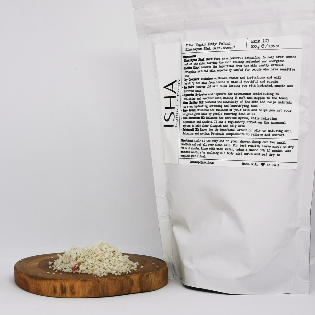 Jual ISHA Natural Body Polish Himalayan Pink Salt - Coconut 200 gram  Indonesia|Shopee Indonesia