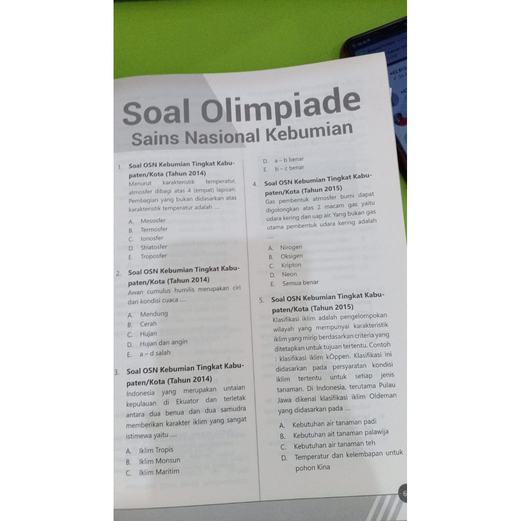 Berikut ini dibagikan soal kompetisi sains nasional ksn (osn) kebumian sma tahun 2020 untuk membantu belajar peserta ksn tingkat sma tahun 2020. Olimpiade Sains Siap Jadi Juara Osn Kebumian Terbaru Terlaris Terupdate Shopee Indonesia