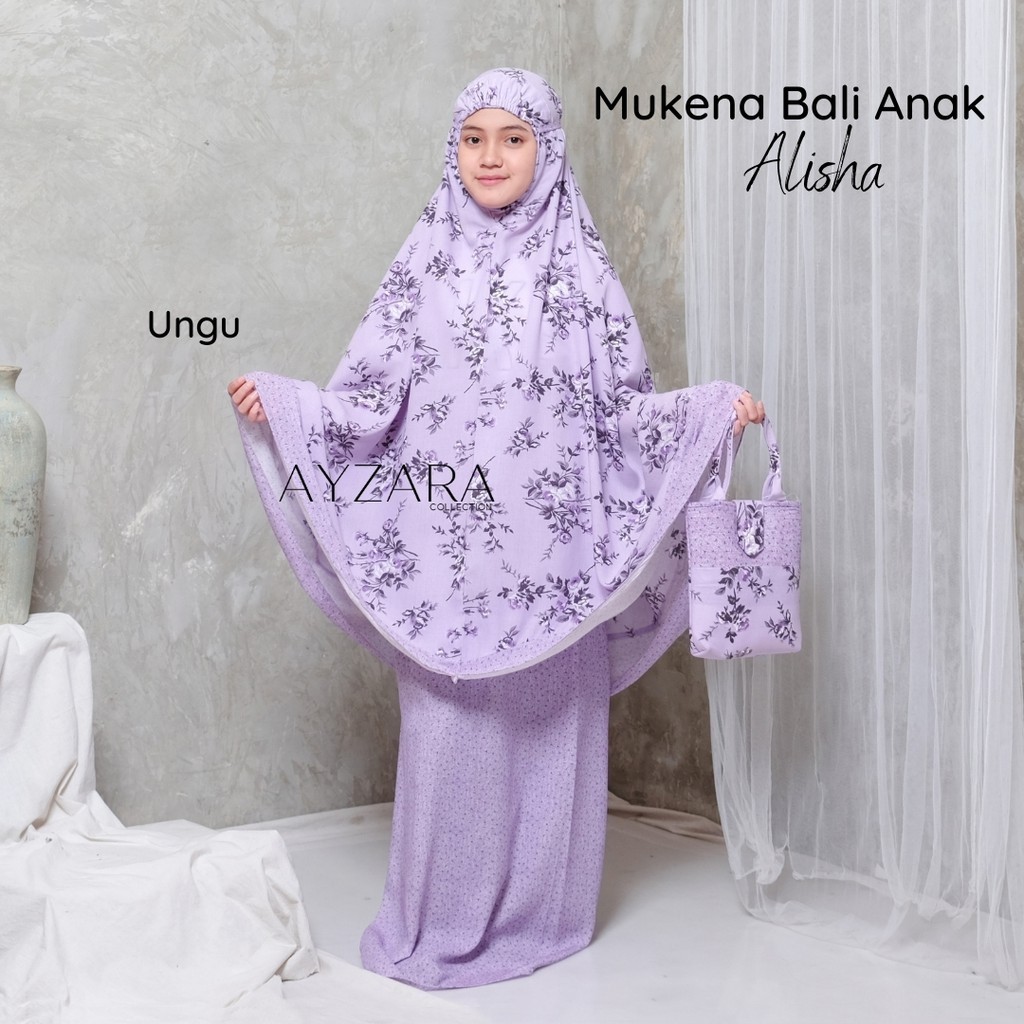 PREMIUM Mukena Anak Bali Alisha ( umur 5 - 11 thn ) Katun Rayon Adem Ayzara  | Shopee Indonesia