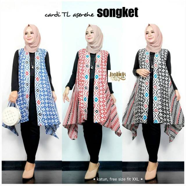 Jual Cardi tanpa lengan aserehe cardigan bahan katun halus Baju luaran  santai wanita kasual motif tenun songket lurik batik etnik tradisional  seragaman seragam kembaran panjang wanita santai kuliah sekolah pesta  kondangan kekinian