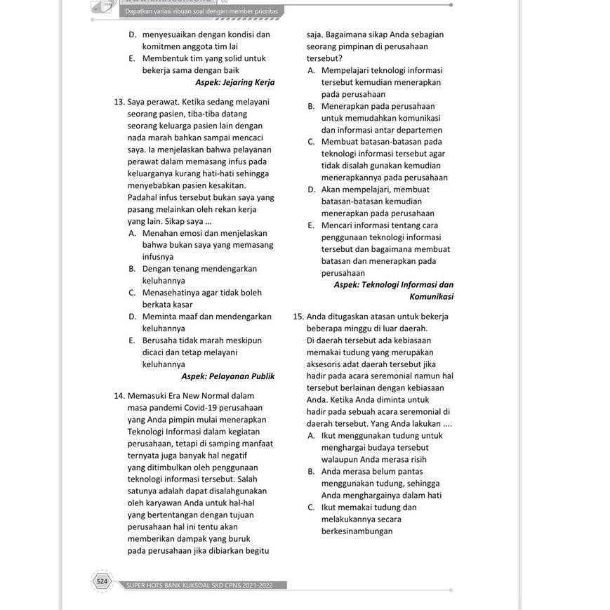 Latihan online dengan tampilan web mirip cat bkn. Super Hots Bank Klik Soal Skd Cpns 2021 2022 Art G48 Shopee Indonesia