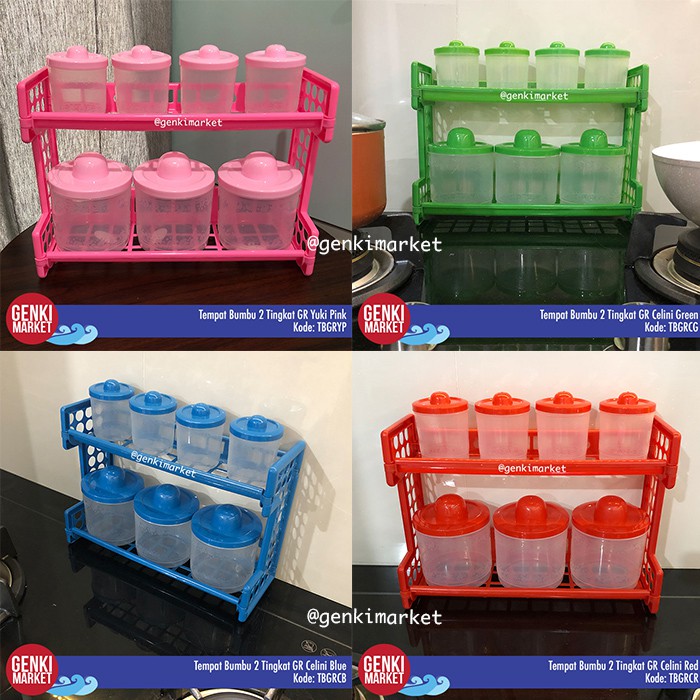 Tempat Bumbu Dapur / Toples Bumbu Plastik / Tempat Bumbu 2 Tingkat GR  Celini / Yuki Genki Market | Shopee Indonesia