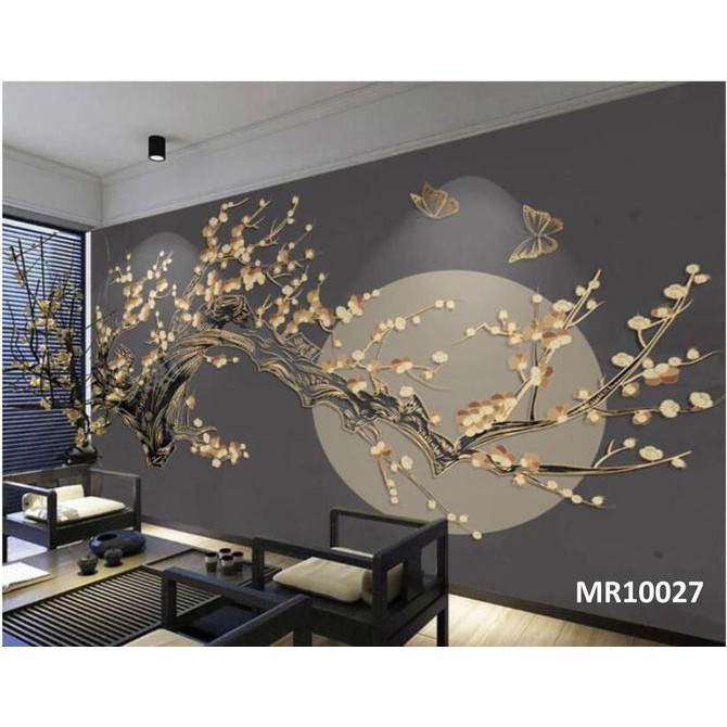 Jual Photowall Mural Dinding 3D Wallpaper Mural Bunga Sakura Hitam Dan Biru Rindiputrishop55 Indonesia|Shopee Indonesia 670_x_670_jpg