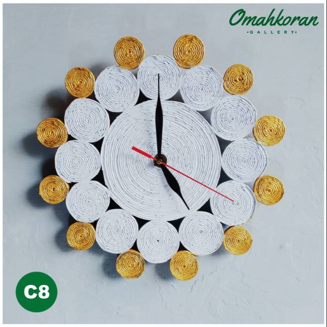 KERAJINAN TANGAN JAM DINDING DARI KORAN (PUTIH - EMAS) | Shopee Indonesia