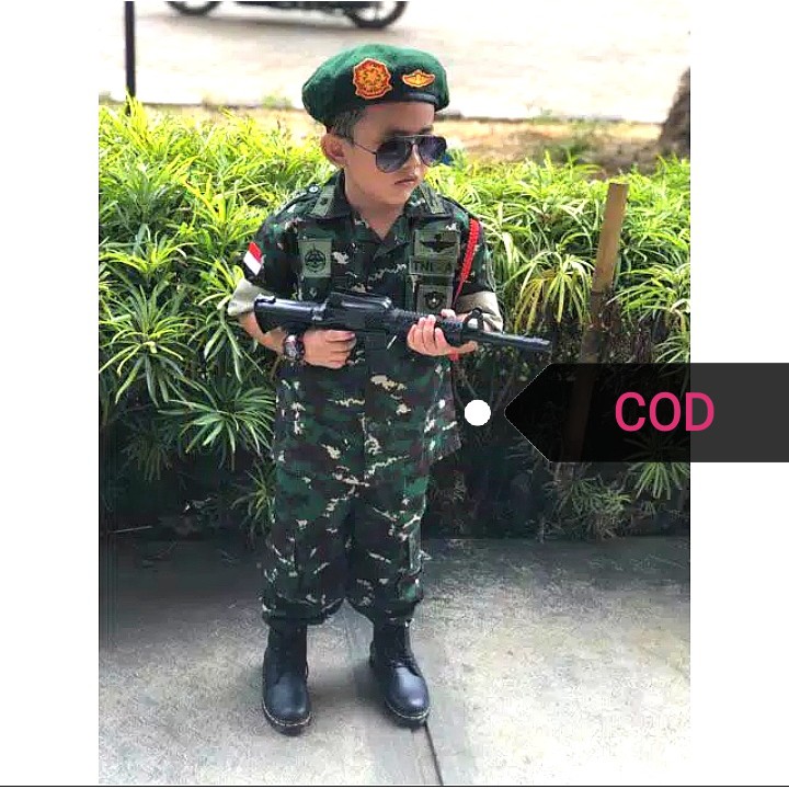 Jual Murah Pakaian dinas lapangan TNI AD untuk anak Kostum profesi Loreng TNI  AD Bonus senapan serbu Indonesia|Shopee Indonesia