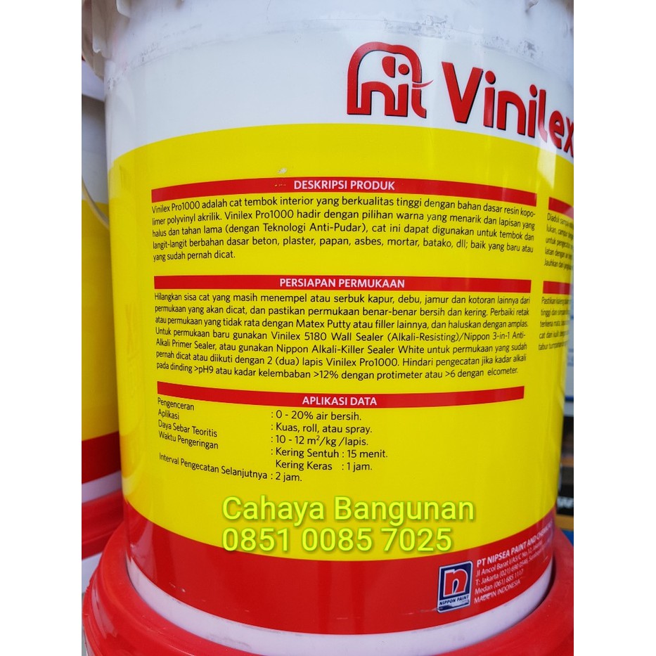 Best Seller VINILEX PRO 1000 Warna Cat Tembok Plafon Galon Kaleng 5Kg 3 Lt  Ltr 3Lt Diskon | Shopee Indonesia