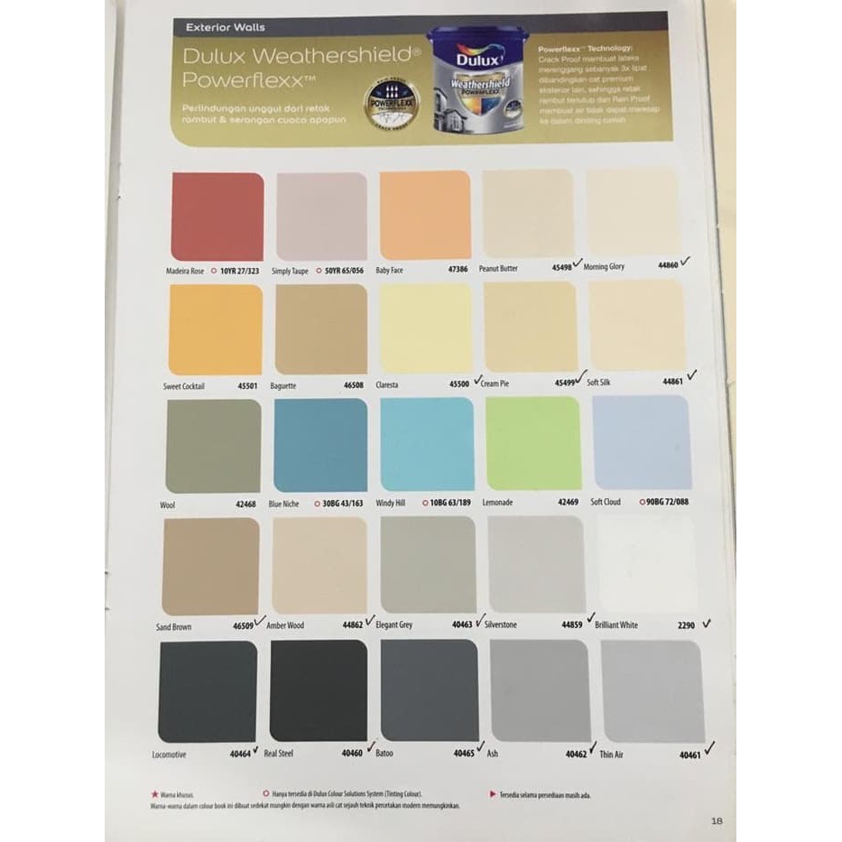 Jual cat eksterior dulux weathershield di lapak gesend gesend sumber . Dulux Weathershield Powerflexx Warna Standart Galon 2 5l Shopee Indonesia