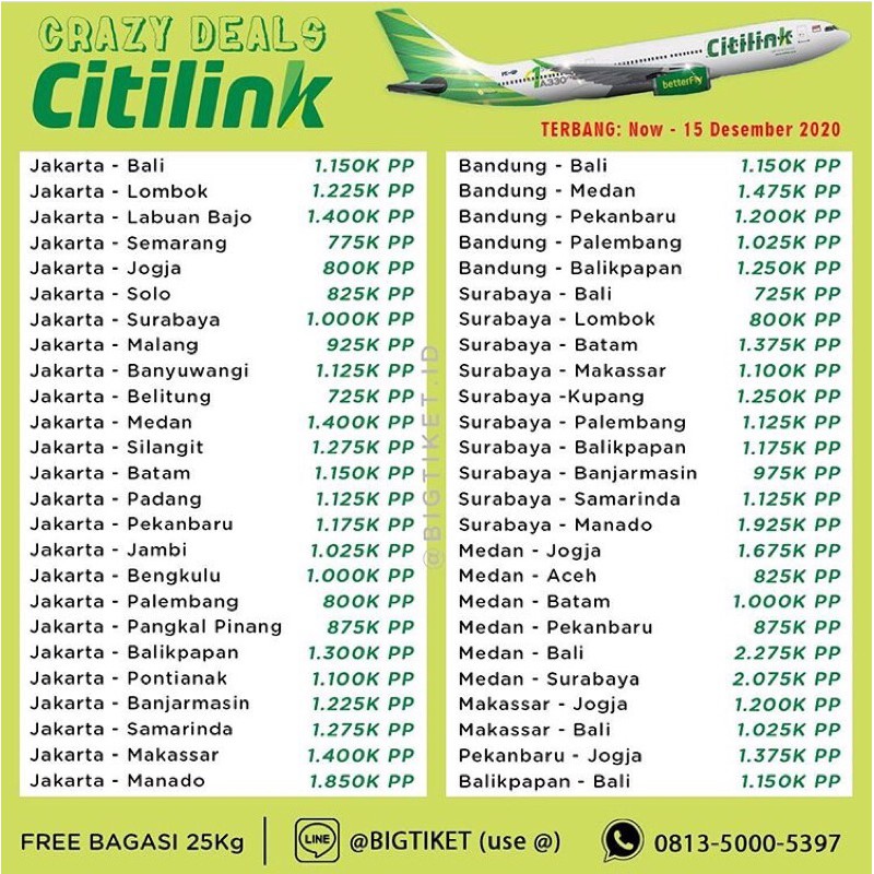 TIKET PESAWAT PROMO CITIPINK MURAH PP | Shopee Indonesia