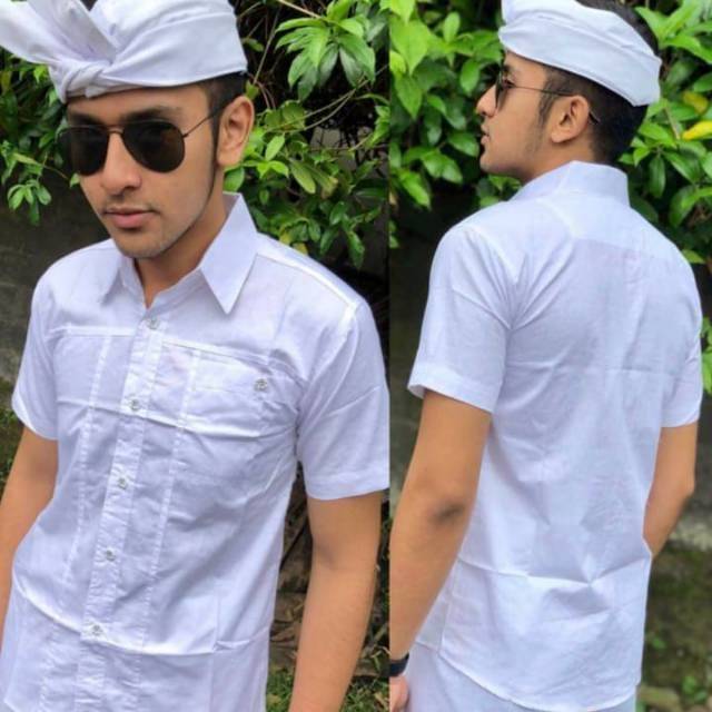 Jual Pakaian Adat Bali - Kemeja Pria Katun Halus - Putih Polos / Kemeja  Yoko Bali Indonesia|Shopee Indonesia