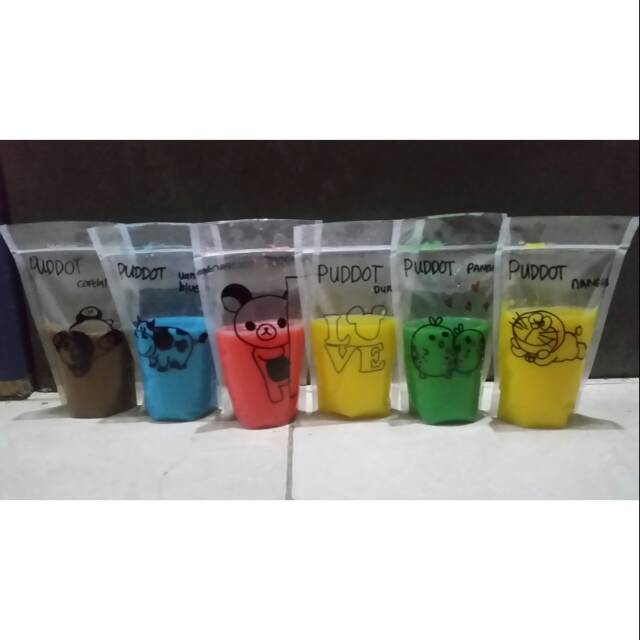 Plastik klip berdiri, plastik kemasan, plastik ziplock, plastik . Plastik Standing Pouch Pudot Puding Sedot Karakter Shopee Indonesia